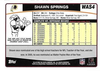 2006 Topps Washington Redskins #WAS4 Shawn Springs Back