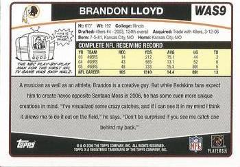 2006 Topps Washington Redskins #WAS9 Brandon Lloyd Back