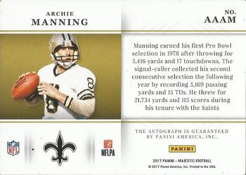 2017 Panini Majestic - Astonishing Arms Red #AAAM Archie Manning Back