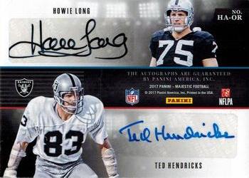 2017 Panini Majestic - Hall of Fame Descent Quad Signatures Gold #HA-OR Fred Biletnikoff / Howie Long / Ted Hendricks / Tim Brown Back