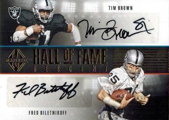 2017 Panini Majestic - Hall of Fame Descent Quad Signatures Gold #HA-OR Fred Biletnikoff / Howie Long / Ted Hendricks / Tim Brown Front