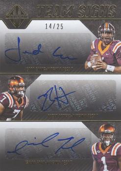 2017 Panini Majestic - Team Signs Triple Signatures Gold #TE-EHF Jerod Evans / Bucky Hodges / Isaiah Ford Front