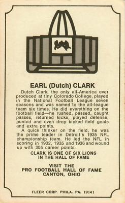 1974 Fleer Football Patches - Immortal Roll #NNO Dutch Clark Back