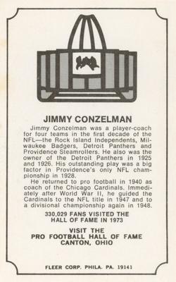 1974 Fleer Football Patches - Immortal Roll #NNO Jimmy Conzelman Back