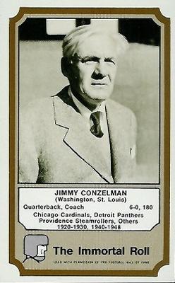 1974 Fleer Football Patches - Immortal Roll #NNO Jimmy Conzelman Front