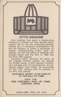 1974 Fleer Football Patches - Immortal Roll #NNO Otto Graham Back