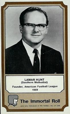 1974 Fleer Football Patches - Immortal Roll #NNO Lamar Hunt Front