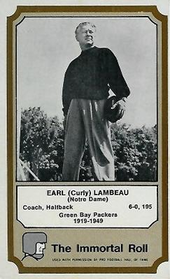 1974 Fleer Football Patches - Immortal Roll #NNO Curly Lambeau Front