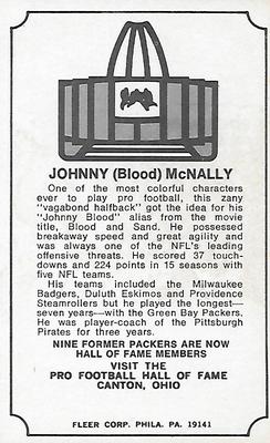 1974 Fleer Football Patches - Immortal Roll #NNO John McNally Back