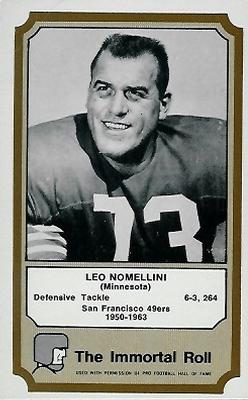 1974 Fleer Football Patches - Immortal Roll #NNO Leo Nomellini Front