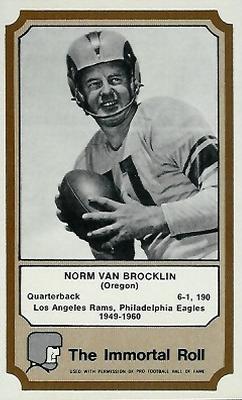 1974 Fleer Football Patches - Immortal Roll #NNO Norm Van Brocklin Front