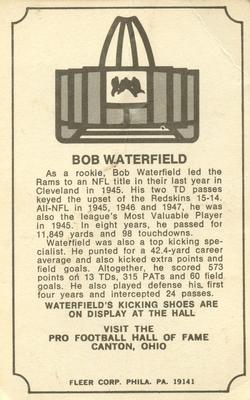 1974 Fleer Football Patches - Immortal Roll #NNO Bob Waterfield Back