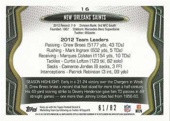2013 Topps - Orange #16 New Orleans Saints Back