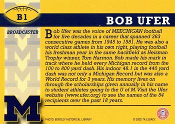 2002 TK Legacy Michigan Wolverines #B1 Bob Ufer Back