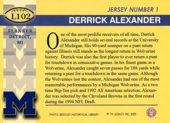 2002 TK Legacy Michigan Wolverines #L102 Derrick Alexander Back
