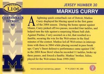 2002 TK Legacy Michigan Wolverines #L106 Markus Curry Back