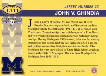 2002 TK Legacy Michigan Wolverines #L111 John V. Ghindia Back