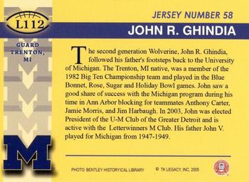 2002 TK Legacy Michigan Wolverines #L112 John R. Ghindia Back