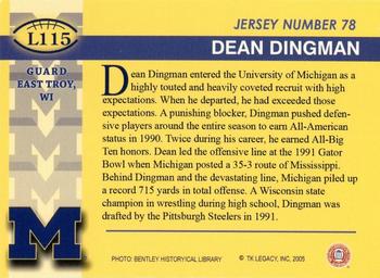 2002 TK Legacy Michigan Wolverines #L115 Dean Dingman Back
