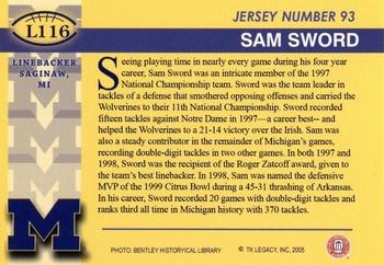 2002 TK Legacy Michigan Wolverines #L116 Sam Sword Back
