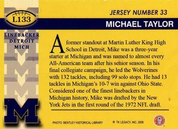 2002 TK Legacy Michigan Wolverines #L133 Michael Taylor Back