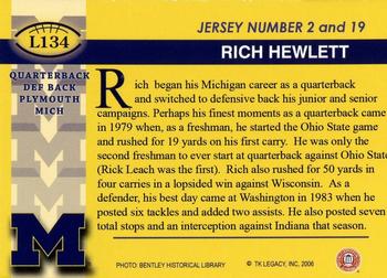 2002 TK Legacy Michigan Wolverines #L134 Rich Hewlett (DB) #2 Back