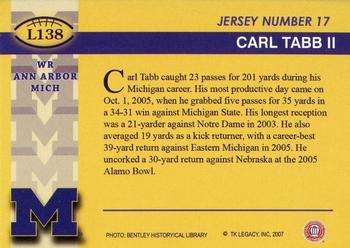 2002 TK Legacy Michigan Wolverines #L138 Carl Tabb II Back