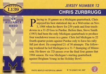 2002 TK Legacy Michigan Wolverines #L139 Chris Zurbrugg Back