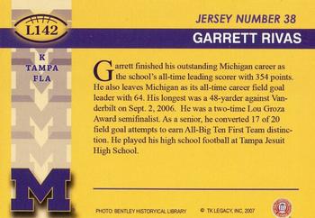 2002 TK Legacy Michigan Wolverines #L142 Garrett Rivas Back