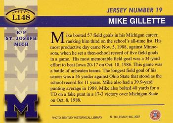 2002 TK Legacy Michigan Wolverines #L148 Mike Gillette Back