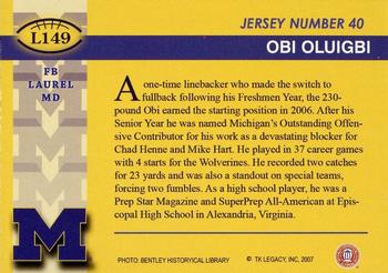 2002 TK Legacy Michigan Wolverines #L149 Obi Oluigbo Back