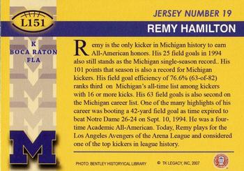 2002 TK Legacy Michigan Wolverines #L151 Remy Hamilton Back