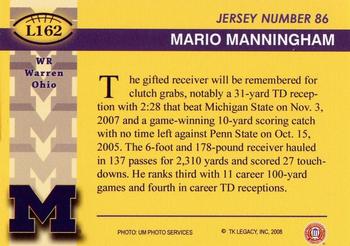 2002 TK Legacy Michigan Wolverines #L162 Mario Manningham Back
