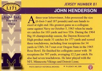 2002 TK Legacy Michigan Wolverines #L171 John Henderson Back