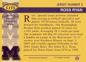 2002 TK Legacy Michigan Wolverines #L175 Ross Ryan Back