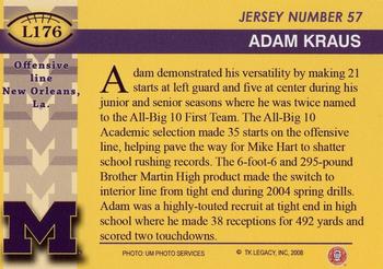 2002 TK Legacy Michigan Wolverines #L176 Adam Kraus Back