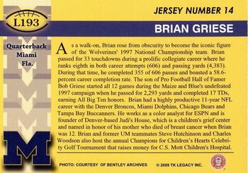 2002 TK Legacy Michigan Wolverines #L193 Brian Griese Back