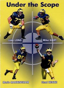 2002 TK Legacy Michigan Wolverines #D1 Under the Scope - Draft Watch - Jake Long / Mike Hart / Mario Manningham / Chad Henne Front