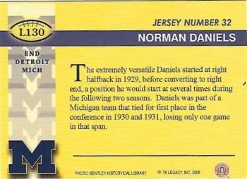 2002 TK Legacy Michigan Wolverines #L130 Norman Daniels Back