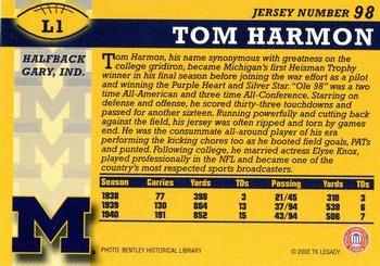 2002 TK Legacy Michigan Wolverines #L1 Tom Harmon Back