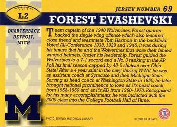 2002 TK Legacy Michigan Wolverines #L2 Forest Evashevski Back
