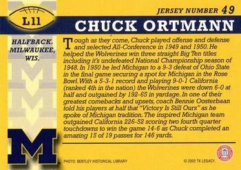 2002 TK Legacy Michigan Wolverines #L11 Chuck Ortmann Back
