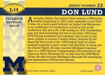 2002 TK Legacy Michigan Wolverines #L14 Don Lund Back