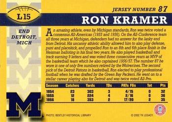 2002 TK Legacy Michigan Wolverines #L15 Ron Kramer Back
