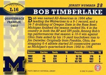 2002 TK Legacy Michigan Wolverines #L16 Bob Timberlake Back