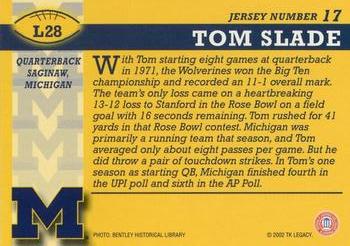2002 TK Legacy Michigan Wolverines #L28 Tom Slade Back