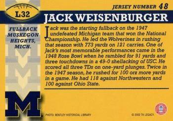 2002 TK Legacy Michigan Wolverines #L32 Jack Weisenburger Back