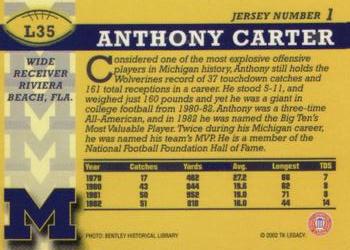 2002 TK Legacy Michigan Wolverines #L35 Anthony Carter Back
