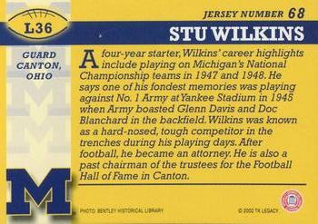 2002 TK Legacy Michigan Wolverines #L36 Stu Wilkins Back