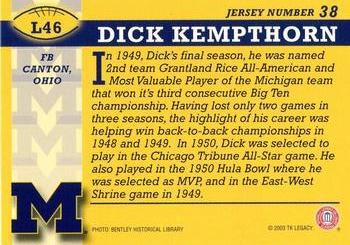 2002 TK Legacy Michigan Wolverines #L46 Dick Kempthorn Back